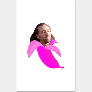 Nicolas cage in a banana Posters and Art